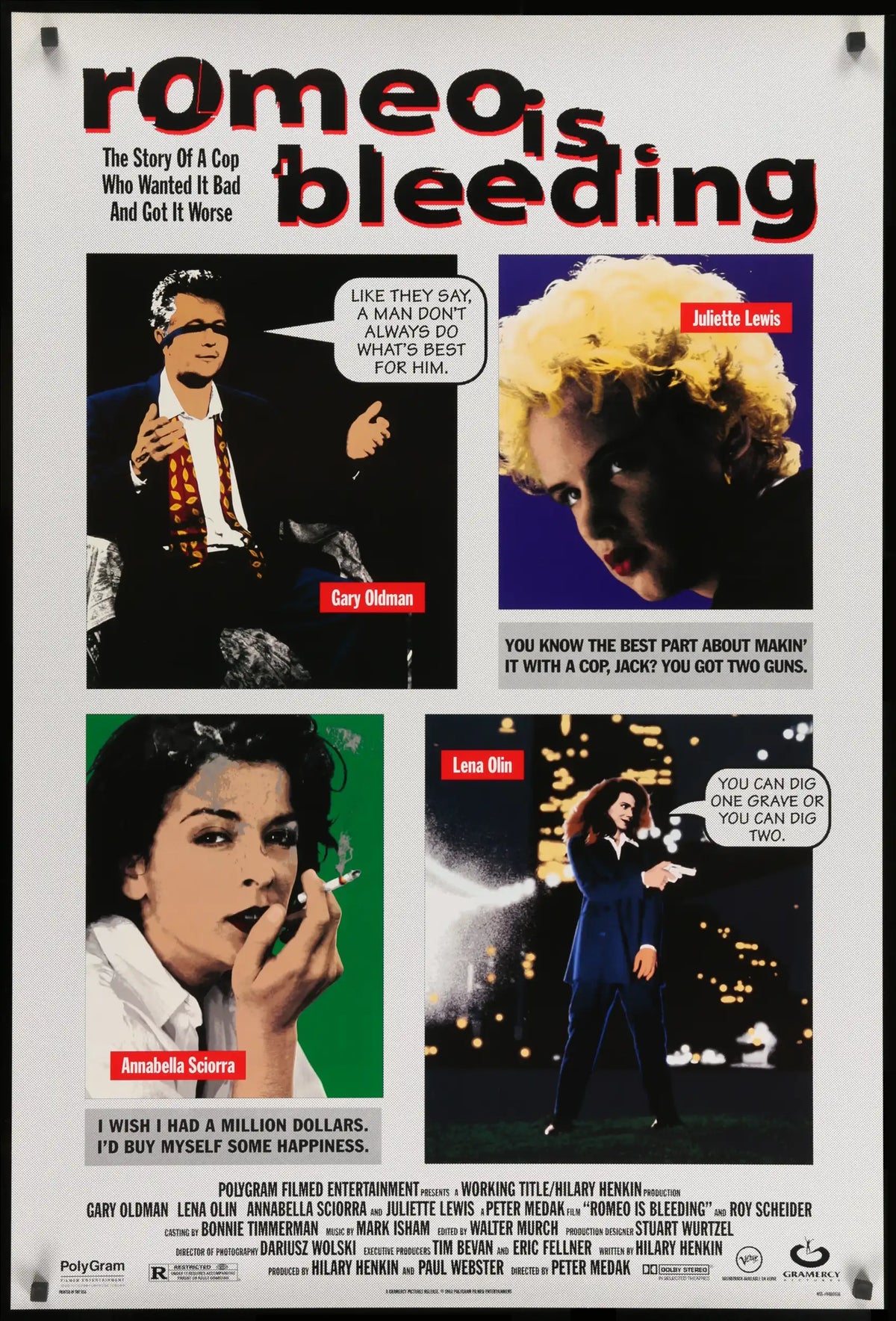Romeo Is Bleeding (1994) original movie poster for sale at Original Film Art - Vintage Movie Posters