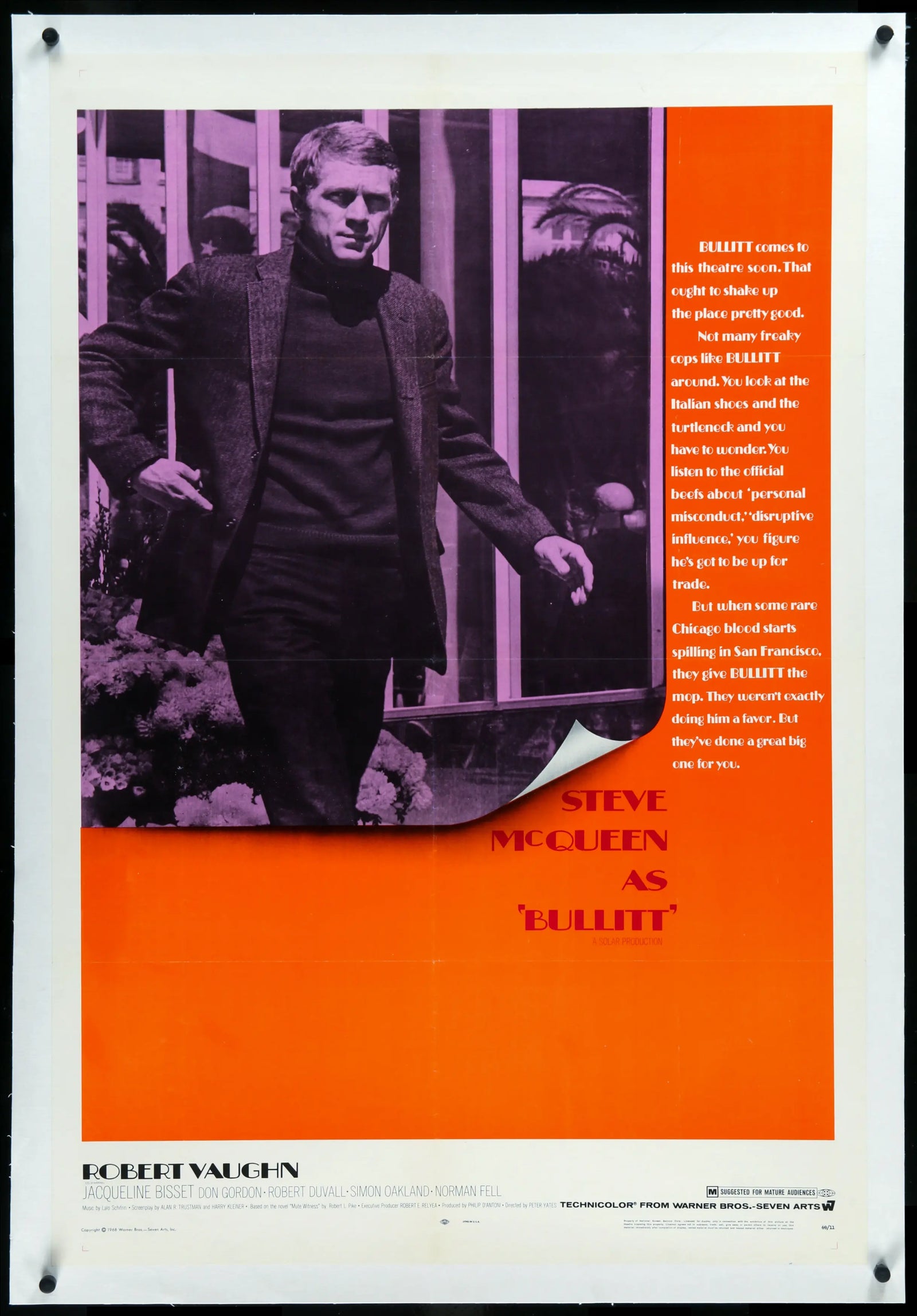 Bullitt (1968) original movie poster for sale at Original Film Art - Vintage Movie Posters