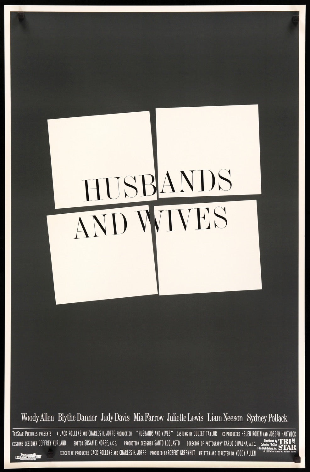 Husbands and Wives (1992) original movie poster for sale at Original Film Art - Vintage Movie Posters