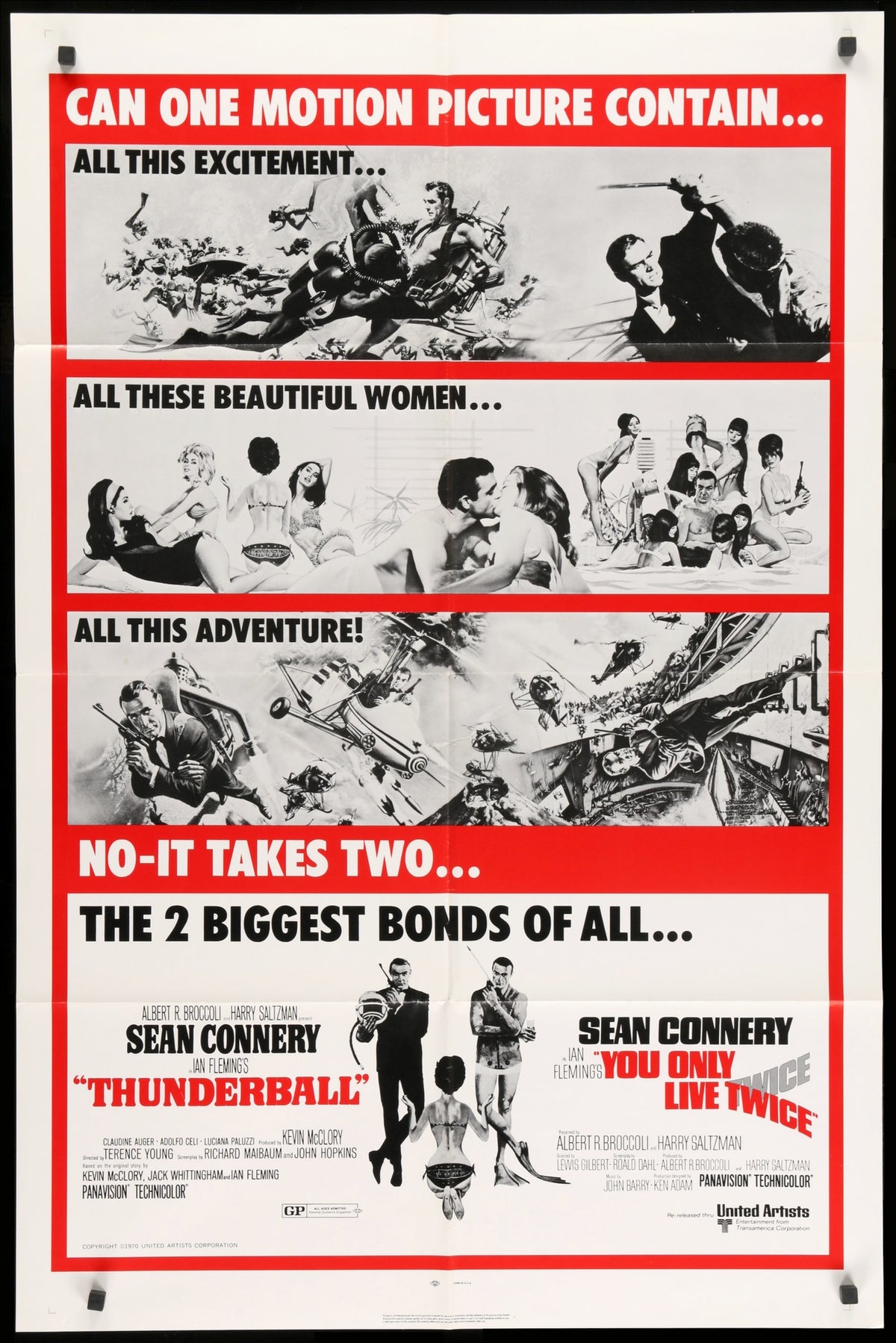 Thunderball / You Only Live Twice (1971) original movie poster for sale at Original Film Art - Vintage Movie Posters